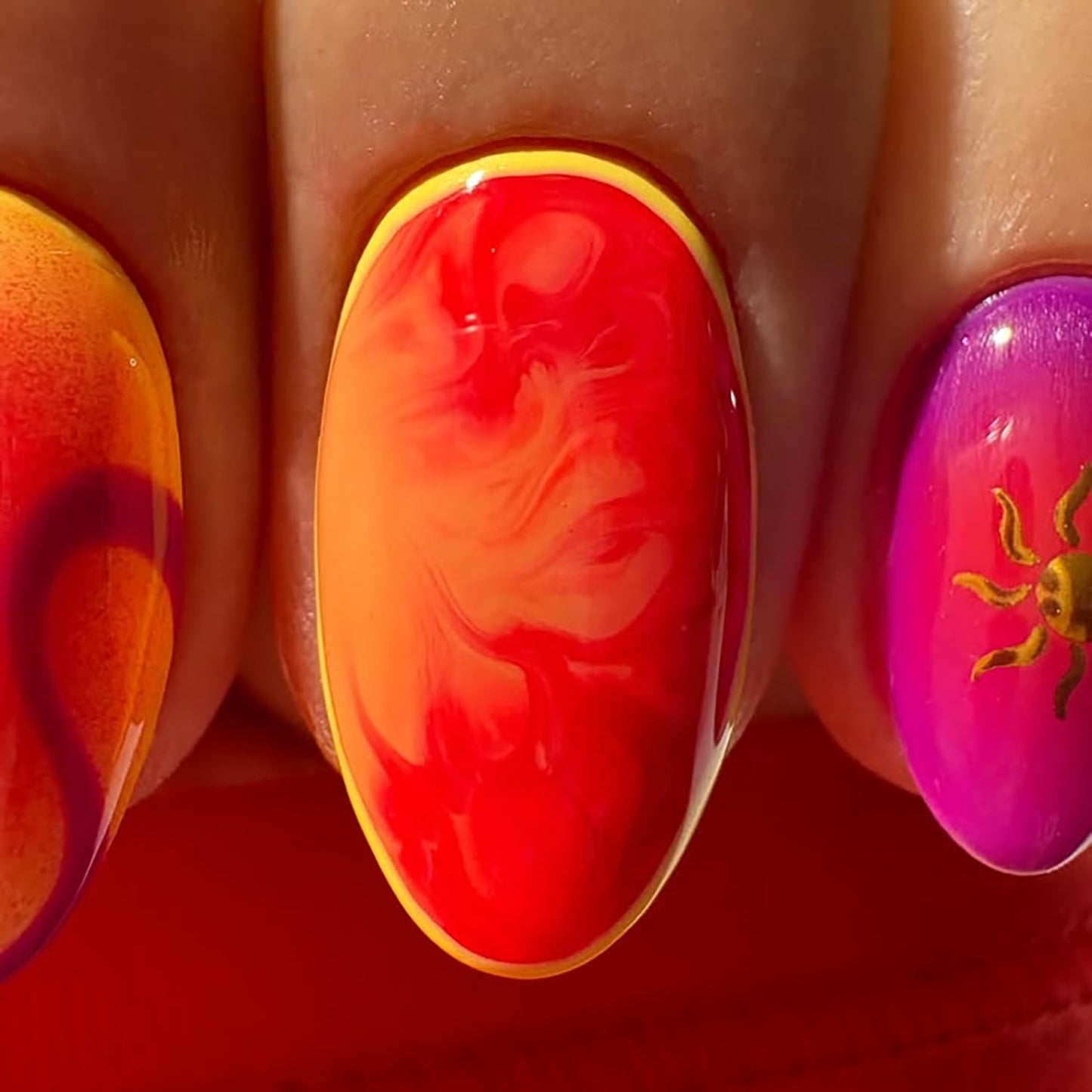 French Tip Press On Nails Almond Short Fake Nails Red Nail Press Ons Acrylic Artificial False Nails With Stripe Gradient Designs Full Cover Glue On Nails Glossy Stick On Nail For Women