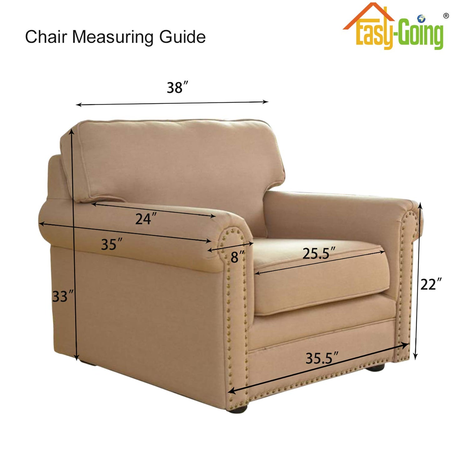 Easy-Going Stretch Chair Sofa Slipcover Washable Dark Gray