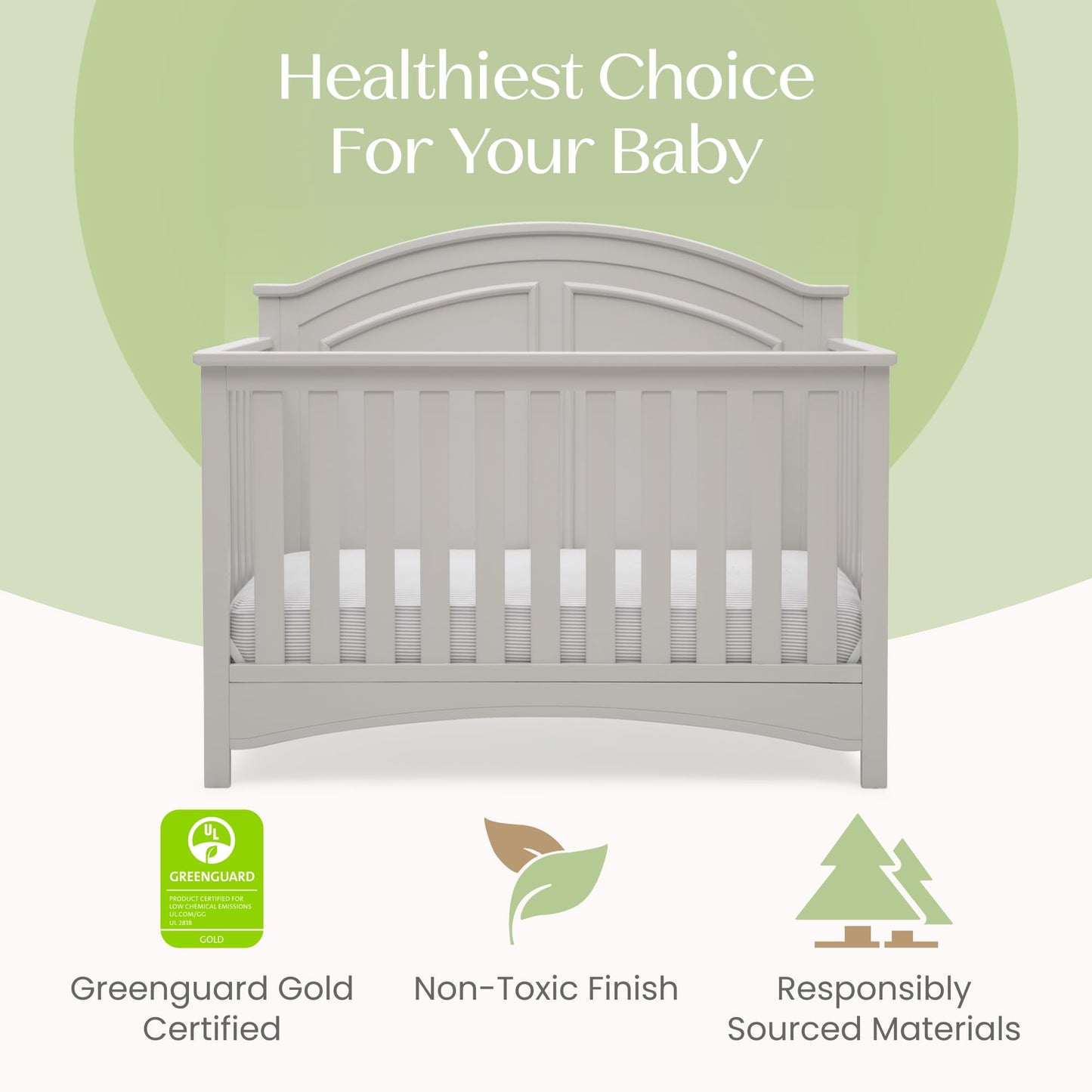 Delta Children Perry 6-in-1 Convertible Crib - Greenguard Gold Certified, Moonstruck Grey
