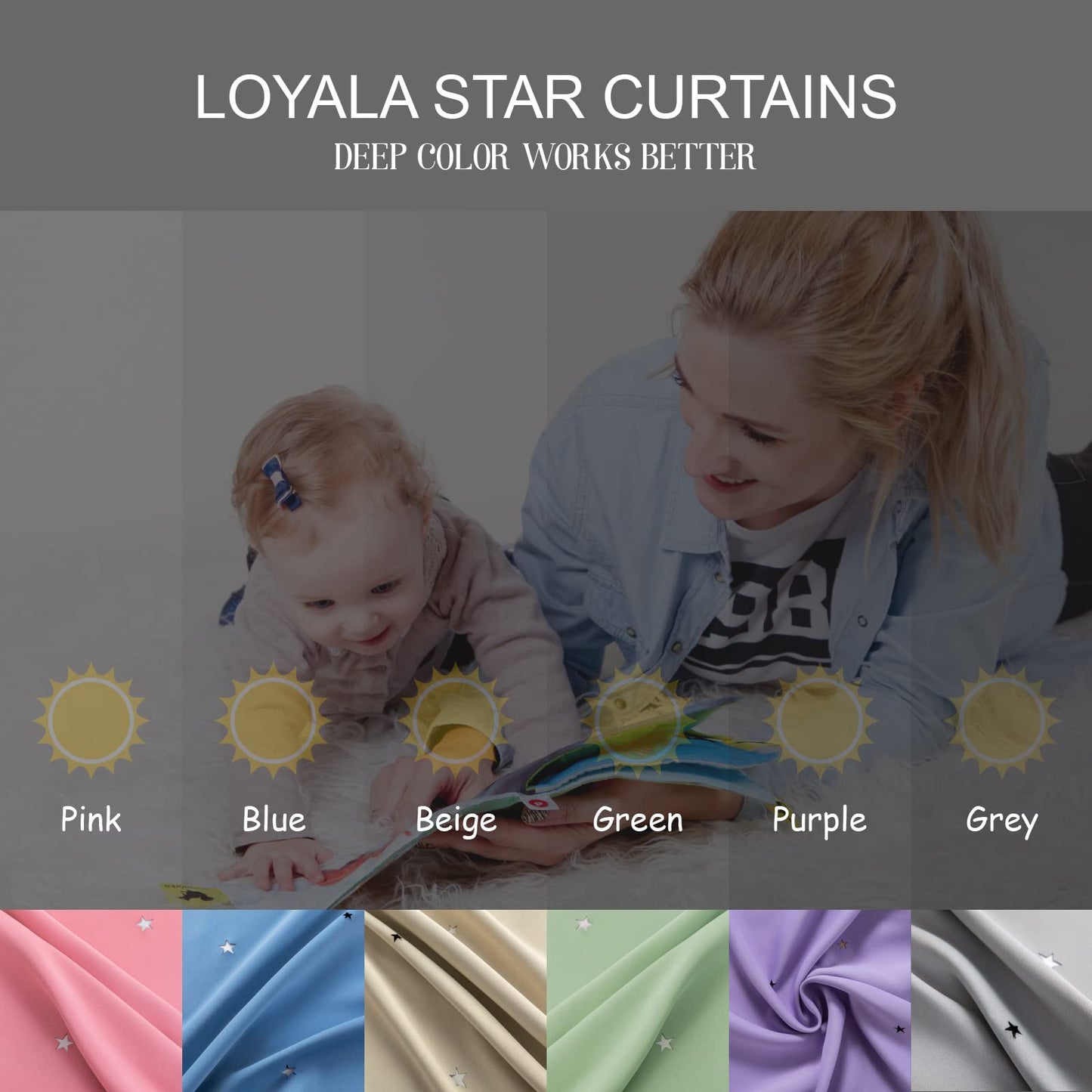 Loyala Stars Blackout Curtains for Bedroom - Double Layer, Kids, Cute - 84 Inch Long, Green, 52 x 84 Inch