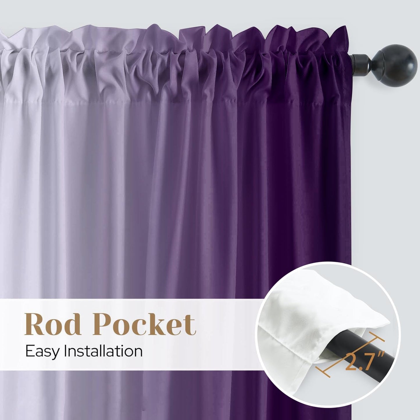 XFLINGBAO Purple Curtains 84 Inch Length for Living Room 2 Panel Set Purple and Grey White Window Treatment Curtains Lavender Ombre Gradient Light Filtering Curtains Modern Abstract Drapes