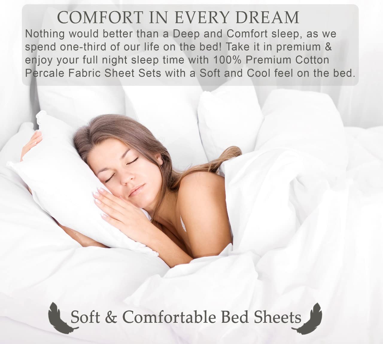 RUVANTI 100% Cotton Percale Sheets Full Size, Monotones