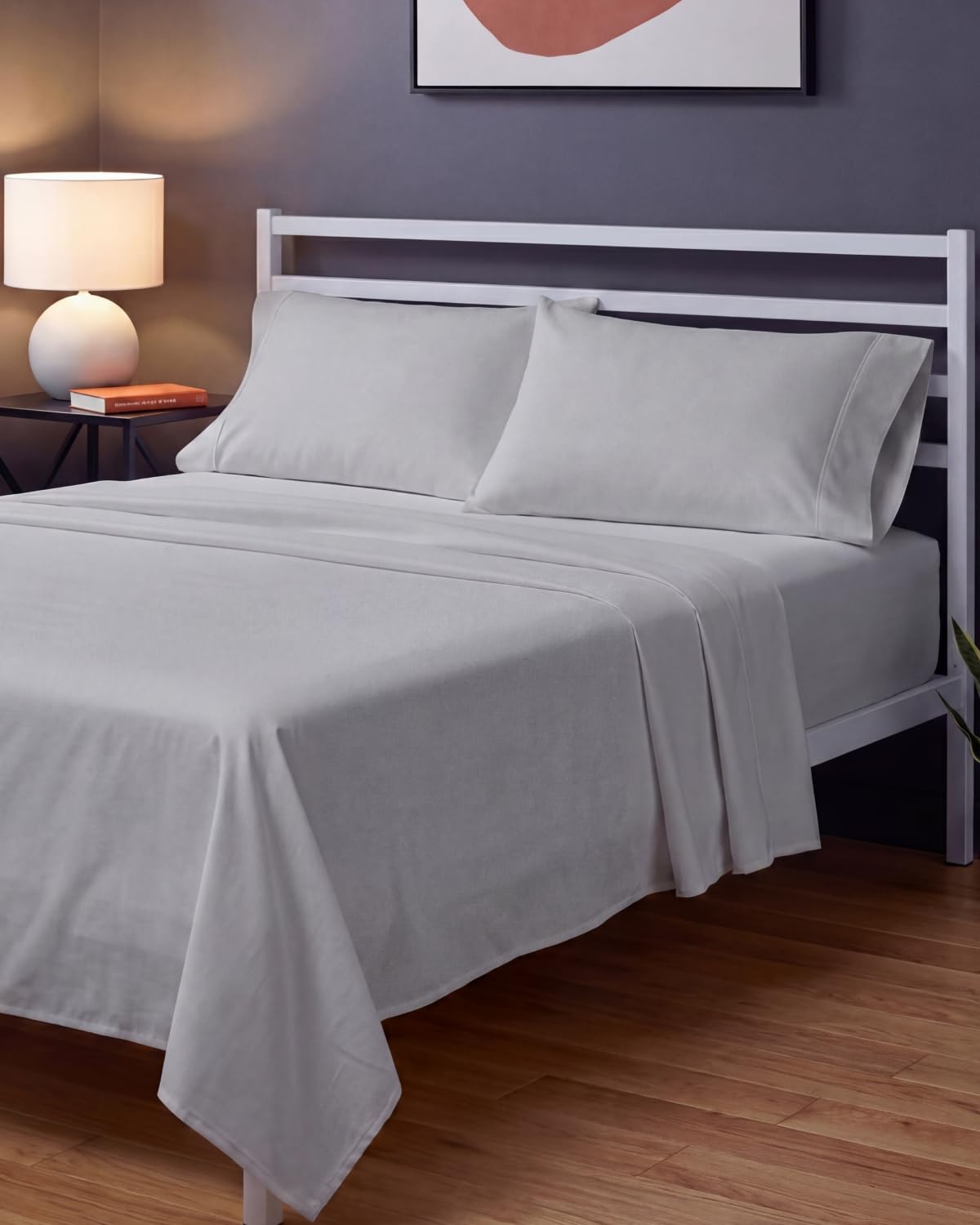 Sleepy Town Full Size Bed Sheets - 4 Piece - Full Sheet Set - Extra Soft, Comfy & Cooling - Easy Care - Shrinkage, Wrinkle & Fade Resistant - Brushed Microfiber - Deep Pocket Bed Sheets (Light Grey)