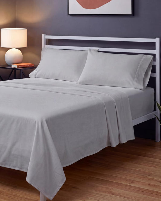Sleepy Town Full Size Bed Sheets - 4 Piece - Full Sheet Set - Extra Soft, Comfy & Cooling - Easy Care - Shrinkage, Wrinkle & Fade Resistant - Brushed Microfiber - Deep Pocket Bed Sheets (Light Grey)