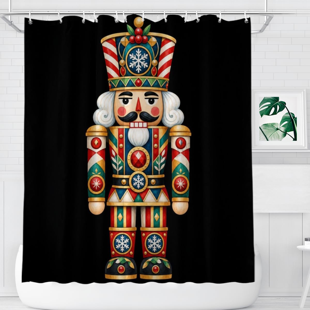 Youtoko Rose Floral Shower Curtain 72x72 Inch with 12 Hooks Polyester Decorative Bath Decor Bold Teal Pop Art Blocks Romantic Style for Powder Room