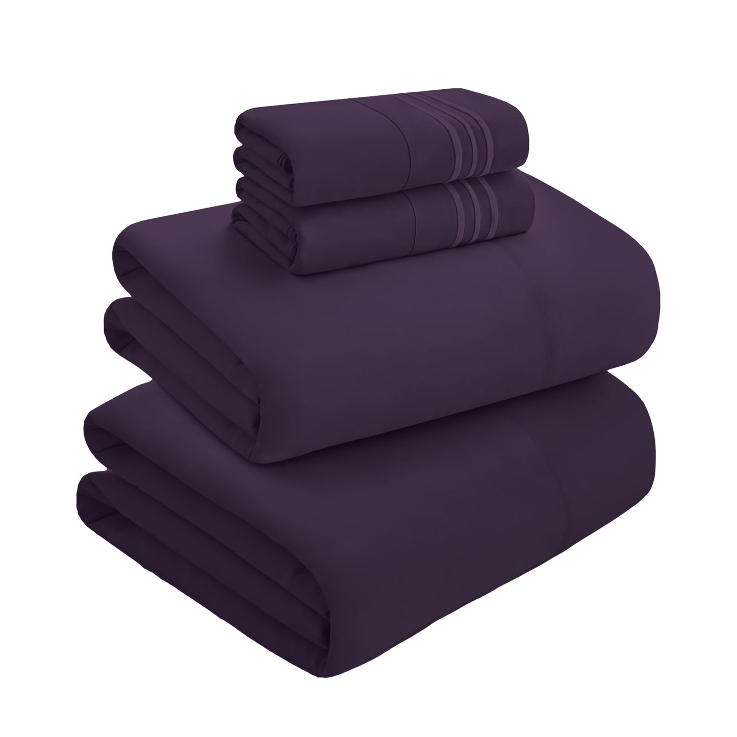 Mocassi Full Size 4-Piece Bed Sheet Set - 1800 Premium Hotel Quality Microfiber 18-24 Inches Extra Deep Pocket Fitted Sheet- Luxury Soft, Breathable, Wrinkle, and Fade Resistant, Purple