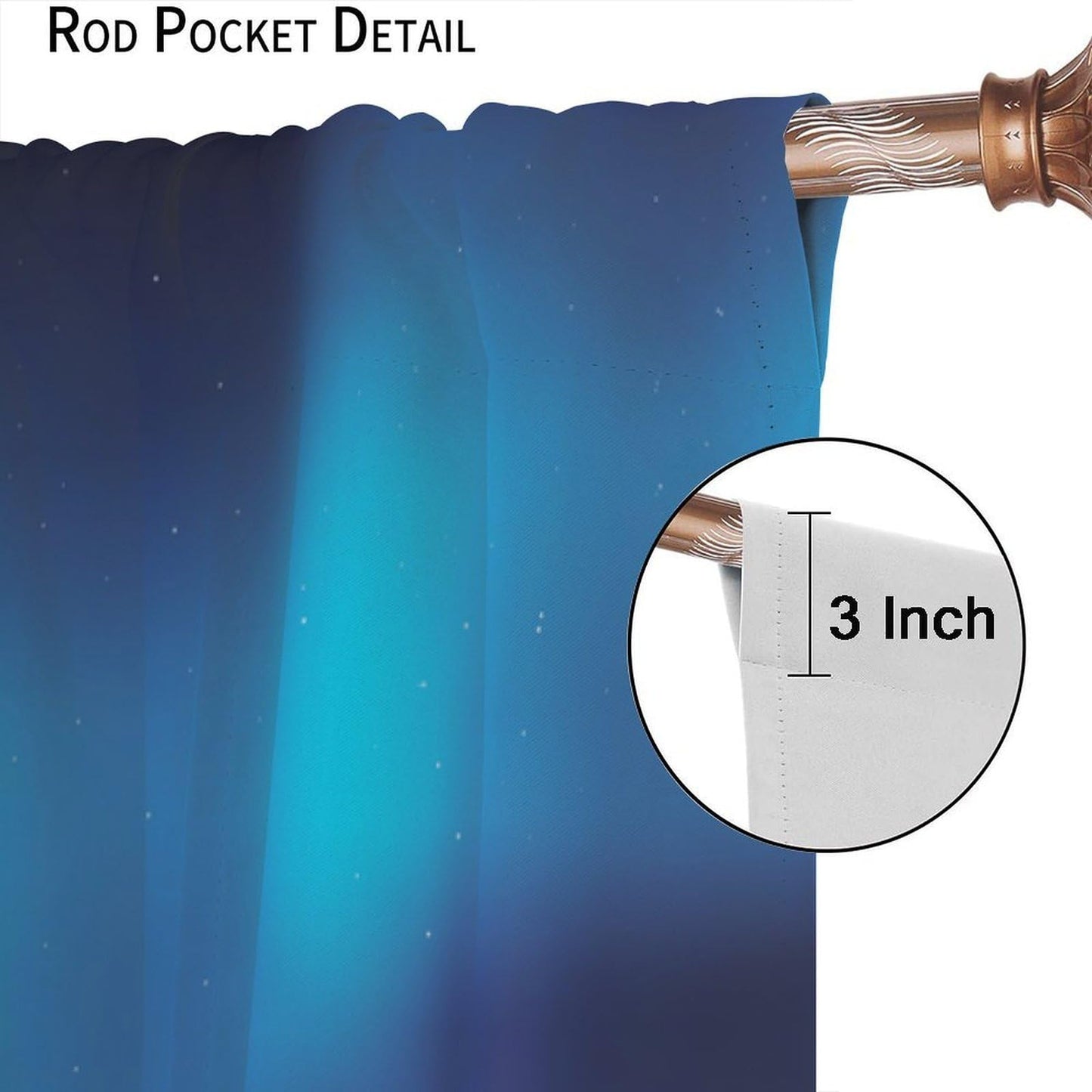 GoDazzling Night Nature Landscape Curtains, Blue Pink Northern Lights Night Tree Under Starry Sky Rod Pocket Window Drapes, for Bedroom Living Room 41" W X 45" L (No Blackout)