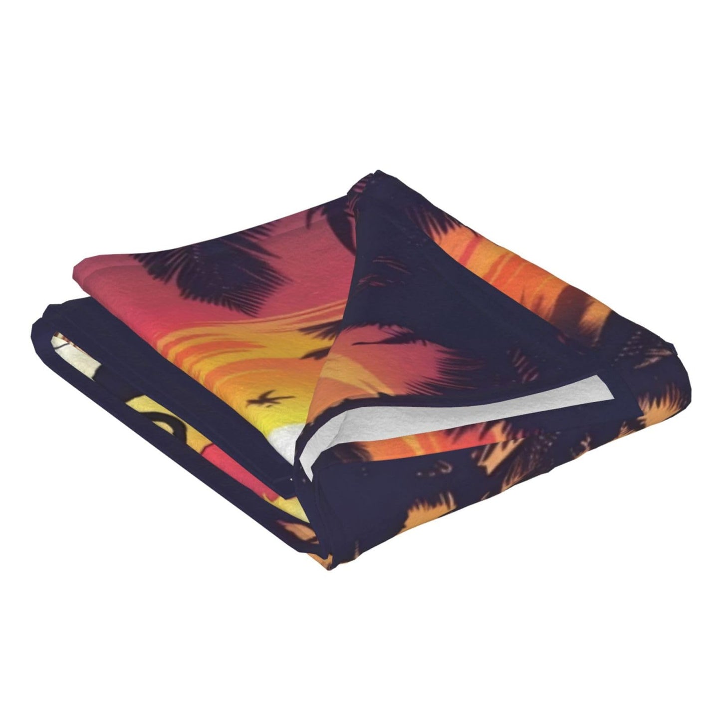 Jfniub Flamingo Sunset Palm Trees Beach Blanket Throw Bedding Room Decor Flannel Blankets for Bedroom Living Rooms Warm All Season 50"X40"