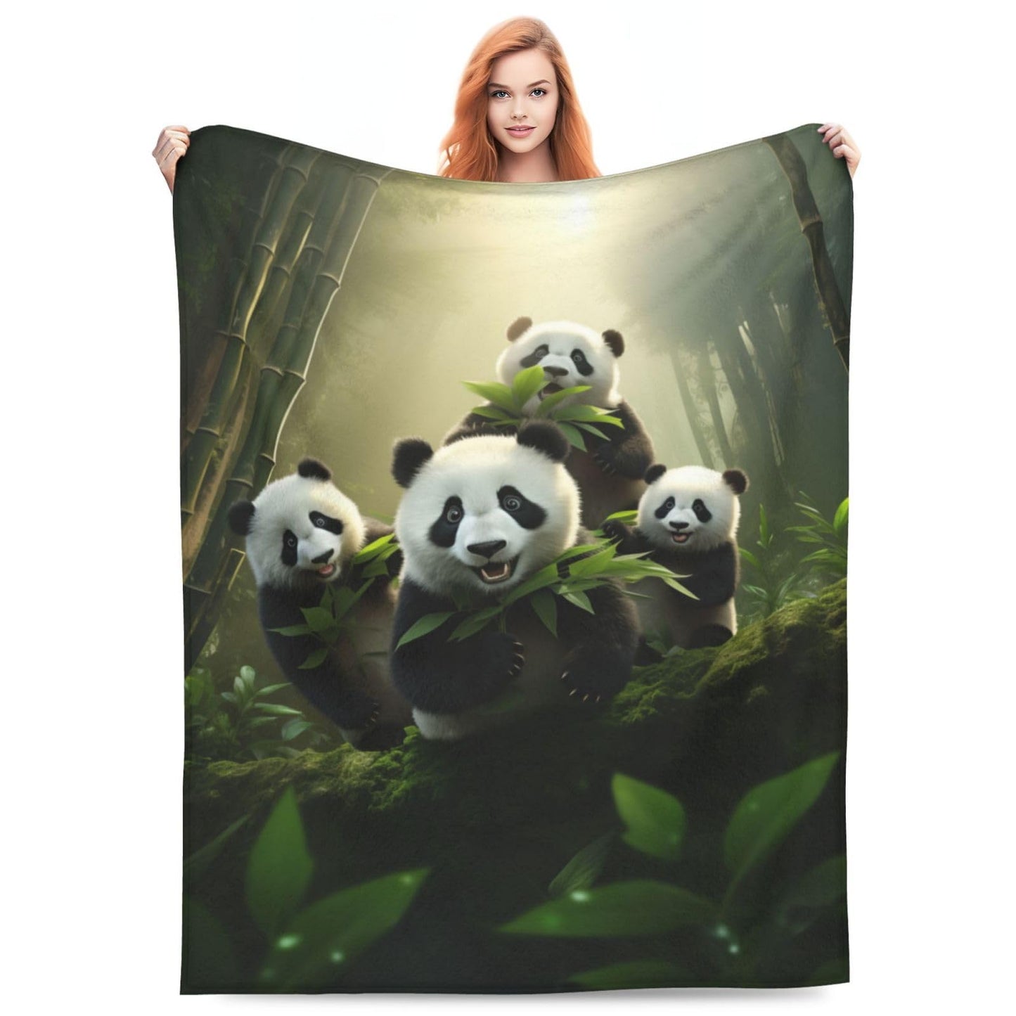 amepay Cute Pandas Bamboo Blanket Gifts for Adults Kids Girls Panda Bear Flannel Throw Blankets Soft Fuzzy Lightweight for Home Decor Couch Bed Sofa 60x50 Inches