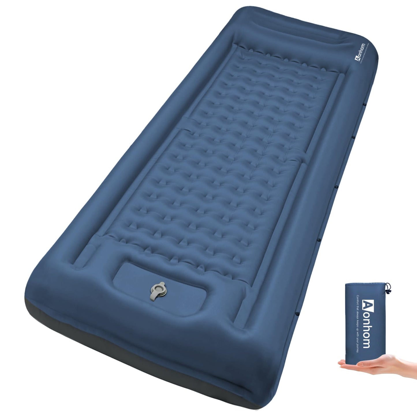 Aonhom Camping Sleeping Pad, 5" Ultralight Inflatable Sleeping Mat with Pillow, Built-in Foot Pump Inflatable Sleeping Pads Compact for Camping Backpacking Hiking Traveling Tent