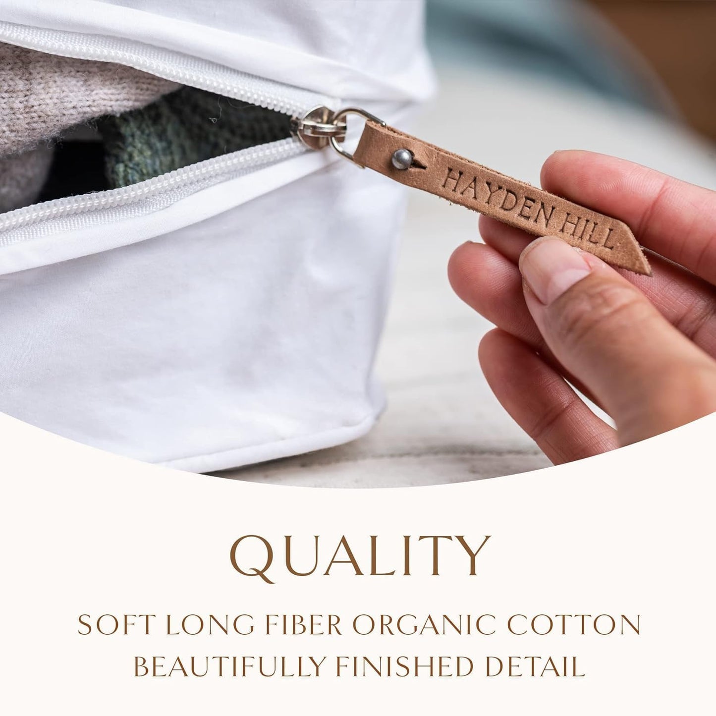 Hayden Hill Luxury Organic Cotton Sweater Storage Bag - Fits 4 Fine Knits - 15 Inch - Breathable Moth Proof Clothes Storage For Cashmere - Garment Organizer For Closet