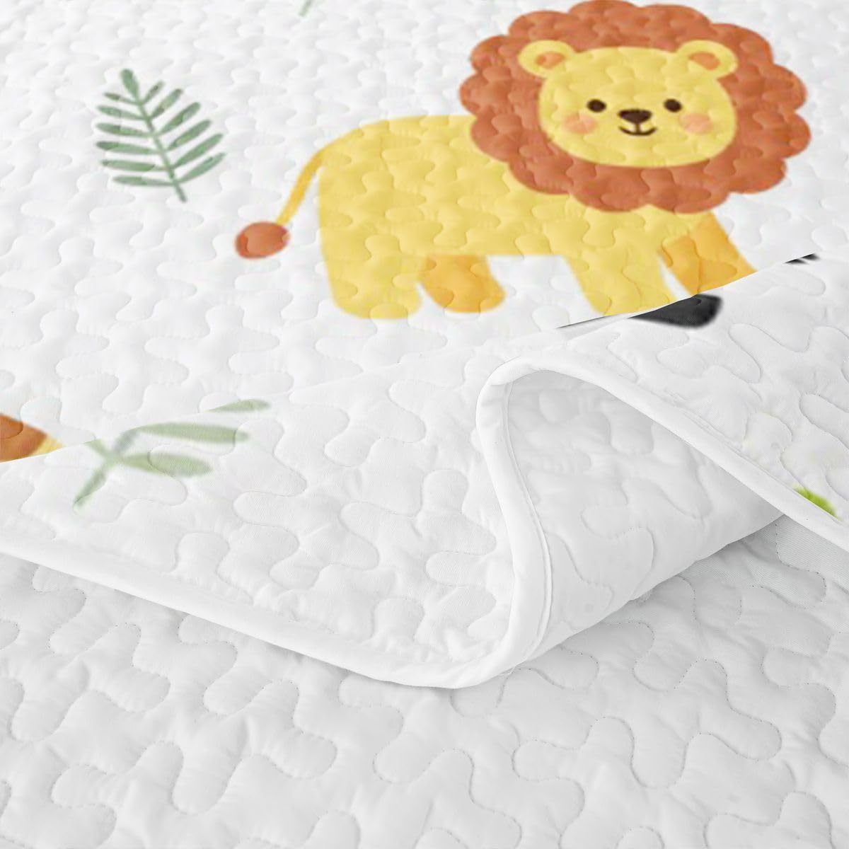 Feelyou Giraffe Quilt Sets King Size Lion Kids Boys Girls Quilts with 2 Pillowcases Soft Elephant Bedspread Coverlet Set Gift for Kids Lightweight Bedding 3D Wild Animal Pattern