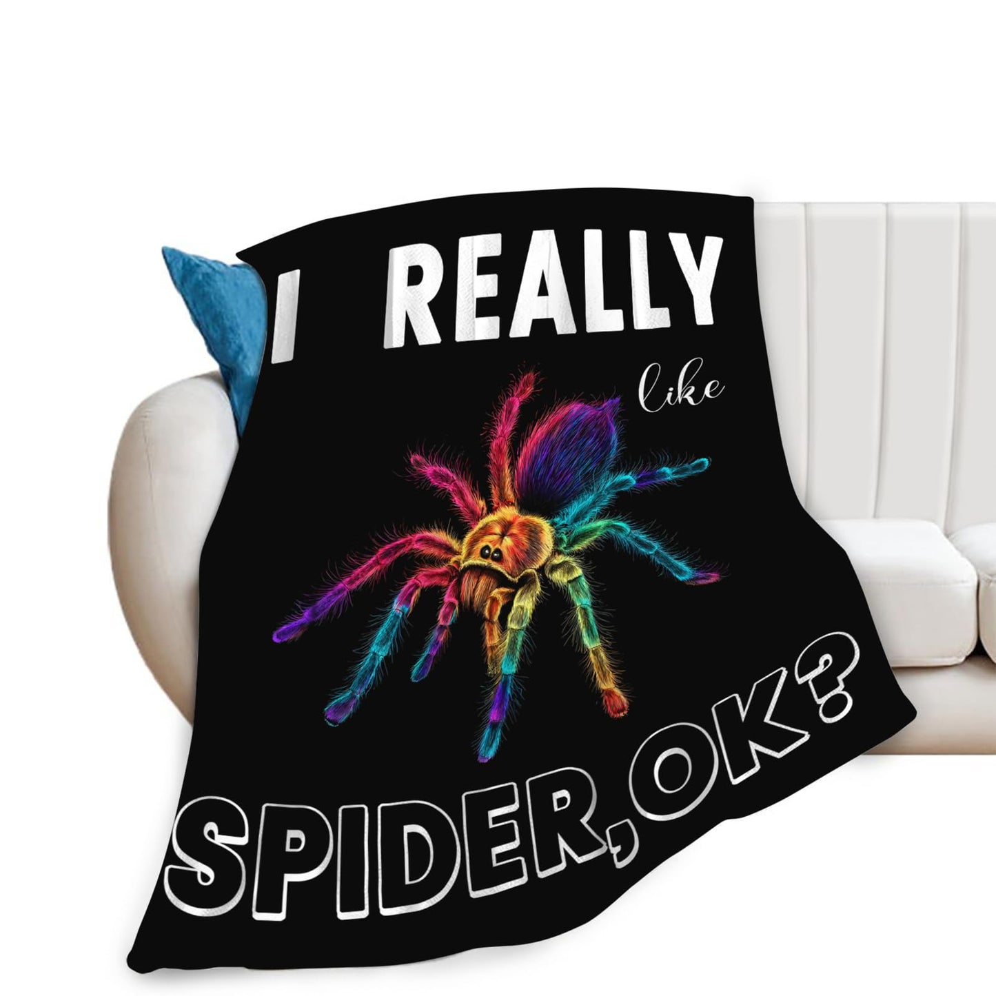 Funny Goth Throw Blanket, Spider Fleece Blanket for Couch Bed Sofa, Cozy Room Decor Gifts for Teens Women 50"X40"