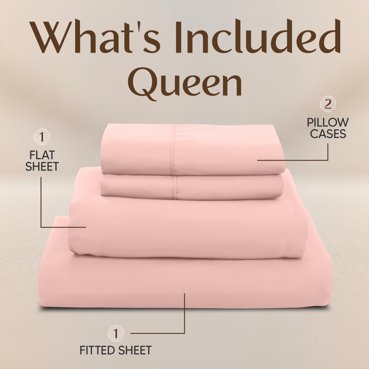 Utopia Bedding Queen Size Sheet Set – 4 Piece Bed Sheets, Soft and Breathable Microfiber, Includes 1 Fitted Sheet, 1 Flat Sheet and 2 Pillowcases – Oeko Tex (Tea Pink)