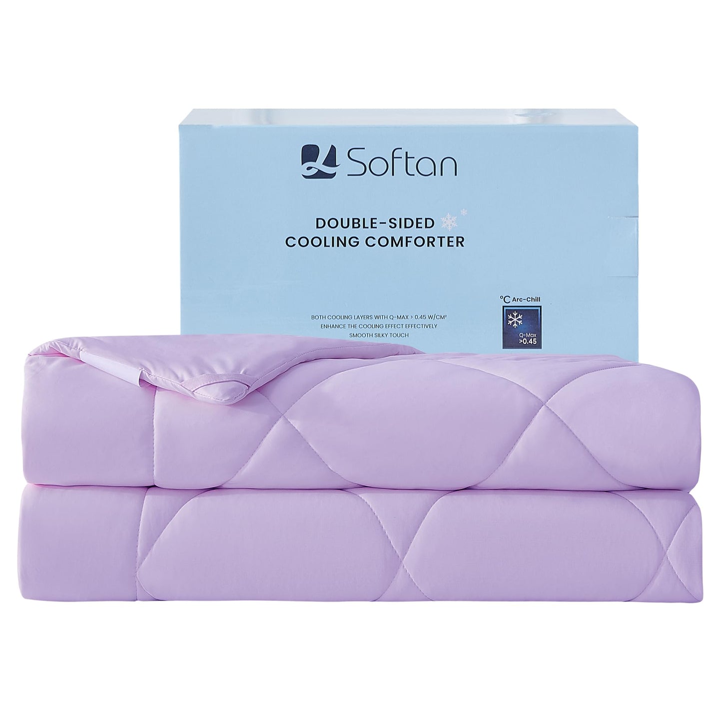 lasoftan Cooling Comforter Twin/Twin XL Size, Cold Blanket for Sleeping Q-Max>0.45, Lightweight Breathable Cooling Bedding for Night Sweats, Double-Sided Soft Cool Breathable Comforter, Lavender