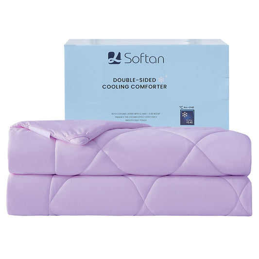 lasoftan Cooling Comforter Twin/Twin XL Size, Cold Blanket for Sleeping Q-Max>0.45, Lightweight Breathable Cooling Bedding for Night Sweats, Double-Sided Soft Cool Breathable Comforter, Lavender