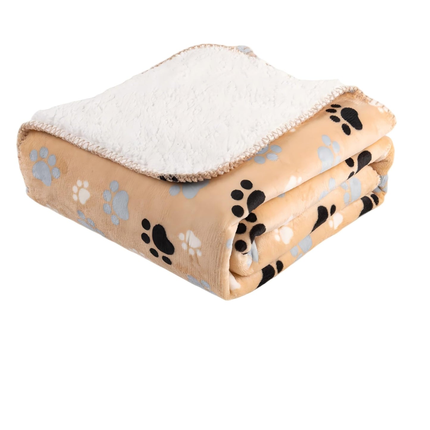 AIWEK Dog Blankets Waterproof Pet Blanket Paw Printing Super Soft Warm Fluffy Facecloth Sofa Car Bed Protector, Urine Proof Washable for Puppy Large Dogs & Cats 40"*30" Beige