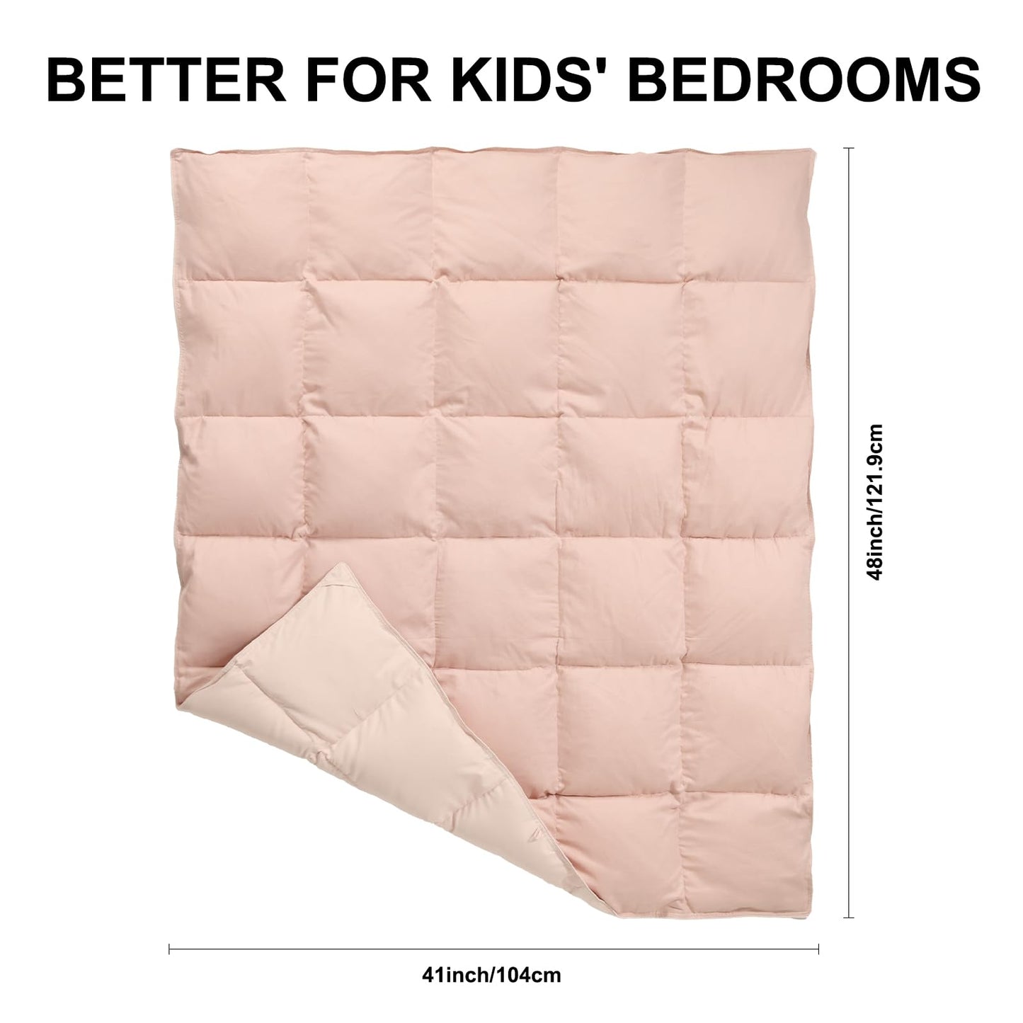 zzlamb Muslin Toddler Down Comforter Baby Down Blanket, Lightweight Crib Quilt All Season Duvet Insert, Soft & Breathable 100% Cotton Muslin Cover for One Side Machine Washable, Cherry Pink 41x48in