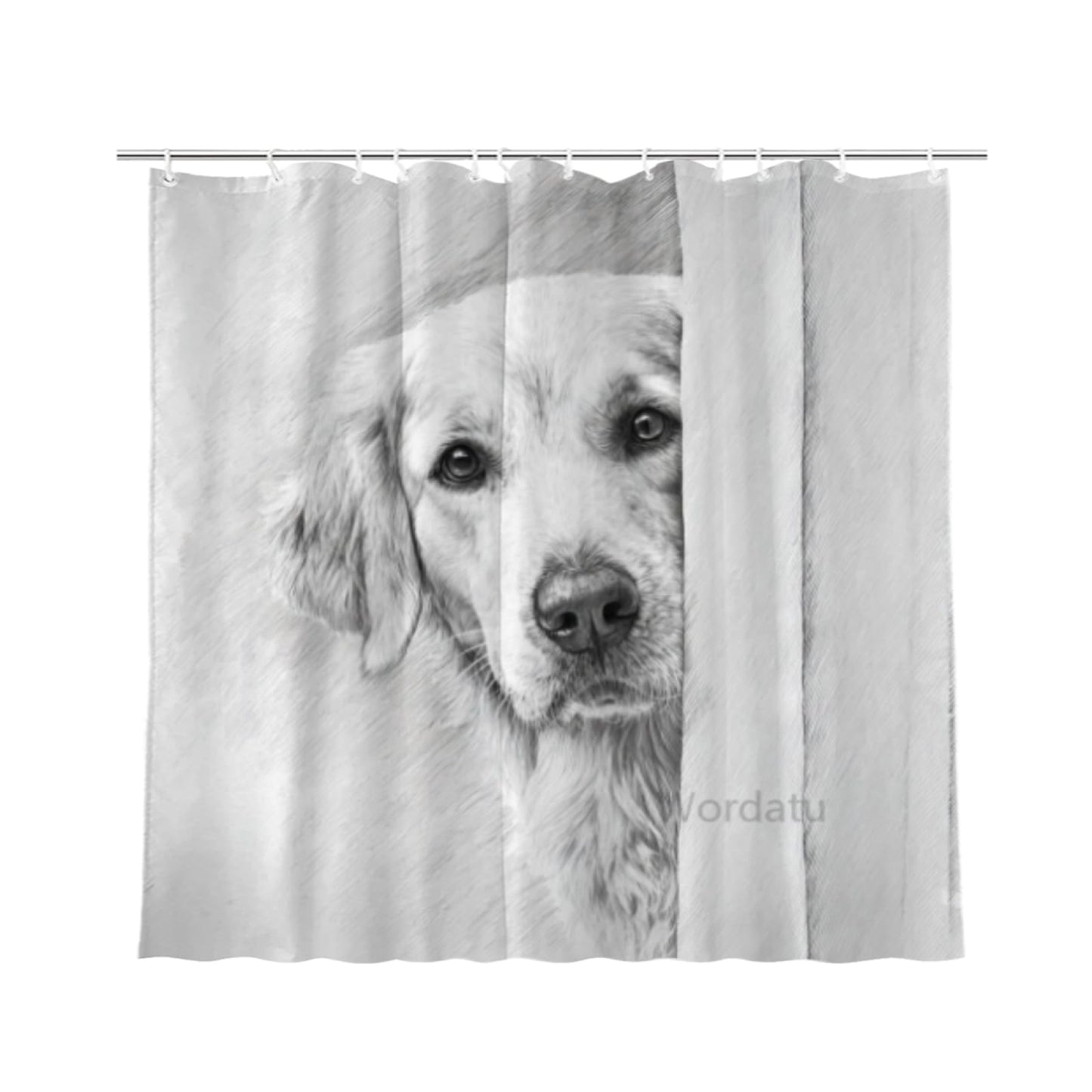 Wordatu Golden Retriever Shower Curtain Bathroom Set 72x72 Inches Taking a Bubble Bath Animal Bath Animal Pet Dog Art Home Decor 12 Hooks