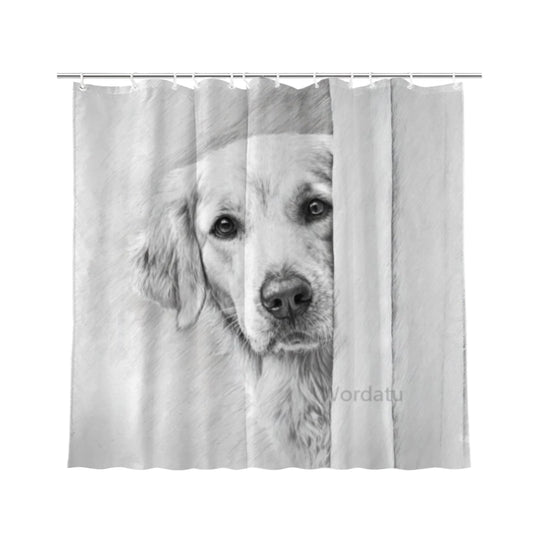 Wordatu Golden Retriever Shower Curtain Bathroom Set 72x72 Inches Taking a Bubble Bath Animal Bath Animal Pet Dog Art Home Decor 12 Hooks