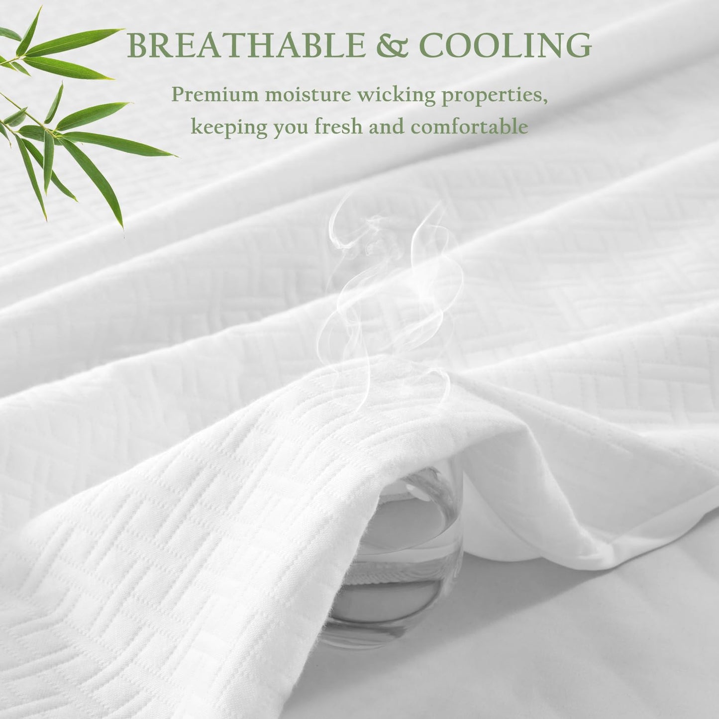 King Size Waterproof Mattress Protector Bamboo Viscose, Soft Mattress Cover Stretching Fitted with Deep Pocket 8"-21", Natural Cooling Breathable Noiseless Mattress Pad Cover, Machine Washable
