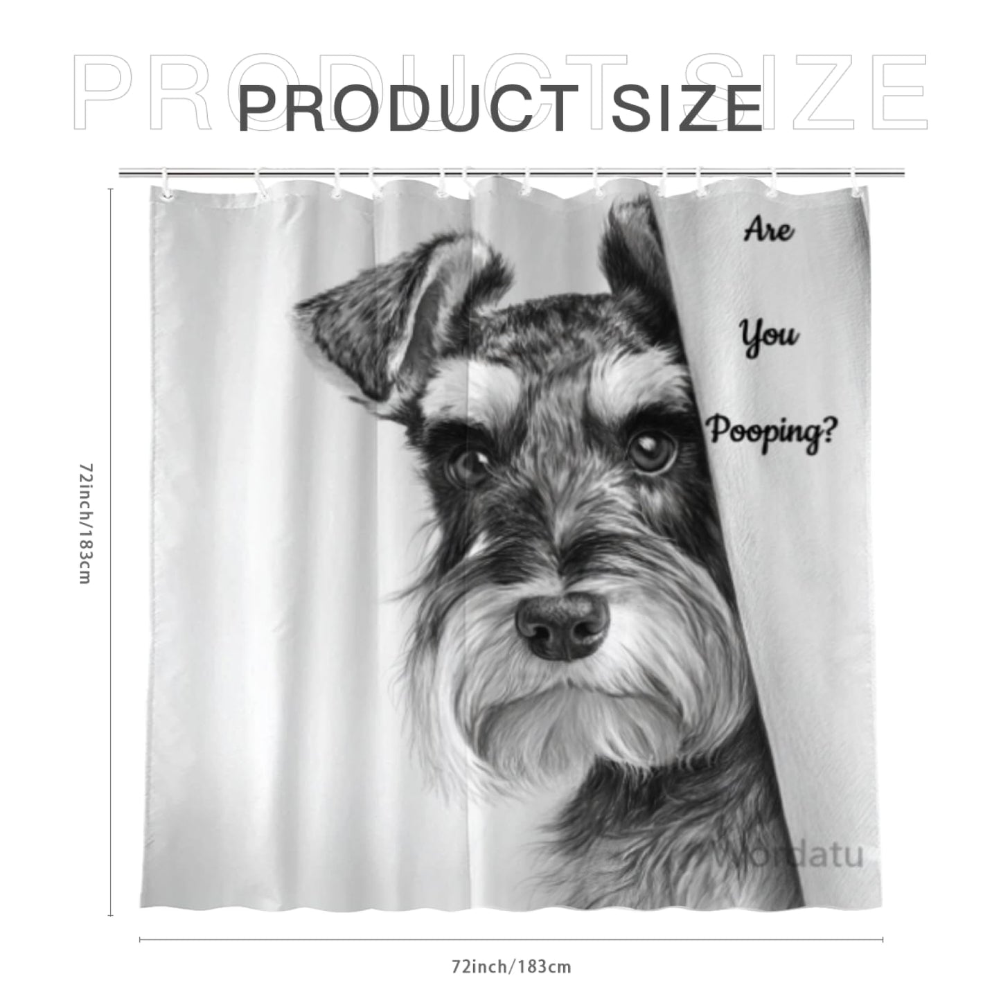 Wordatu Schnauzer Shower Curtain Bathroom Set 72x72 Inches are You Pooping Bath Animal Bath Animal Pet Dog Art Home Decor 12 Hooks