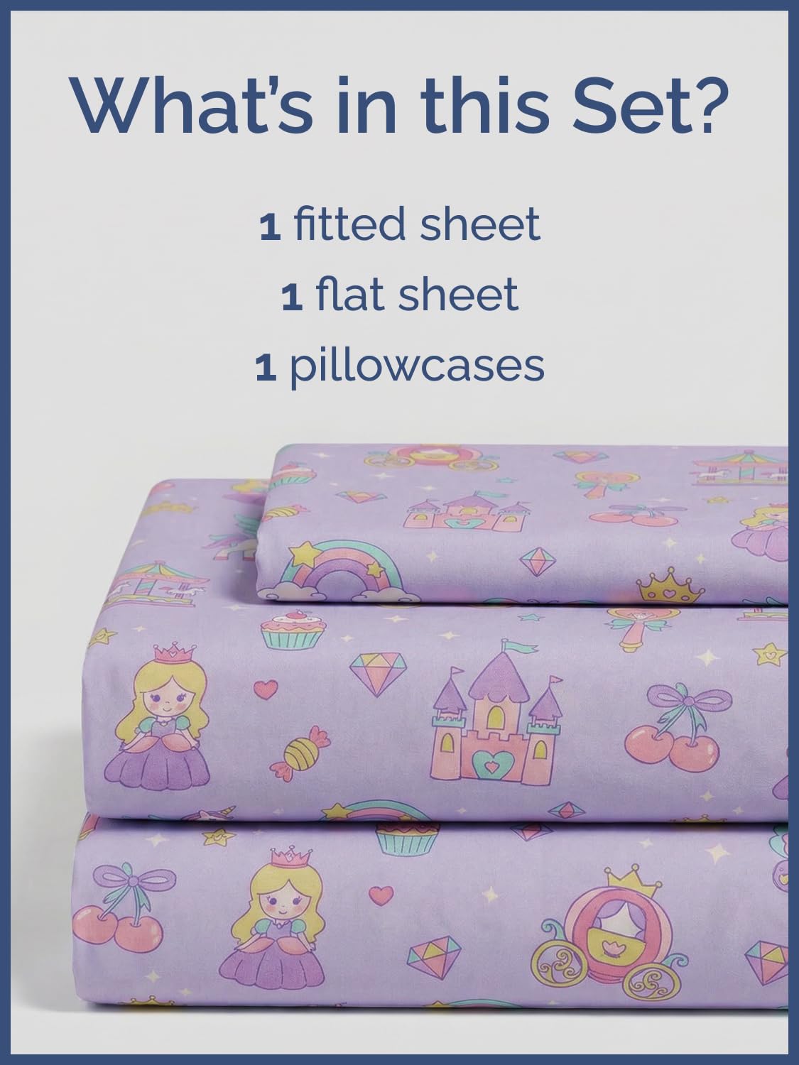CGK Unlimited Kids Princess Dreamland Twin 3 Piece Sheet Set - Boys, Girls, Teens, Toddler - Easy Fit Deep Pockets - Soft, Cooling & Breathable Sheets - Cozy, Fade & Wrinkle Free - Machine Washable