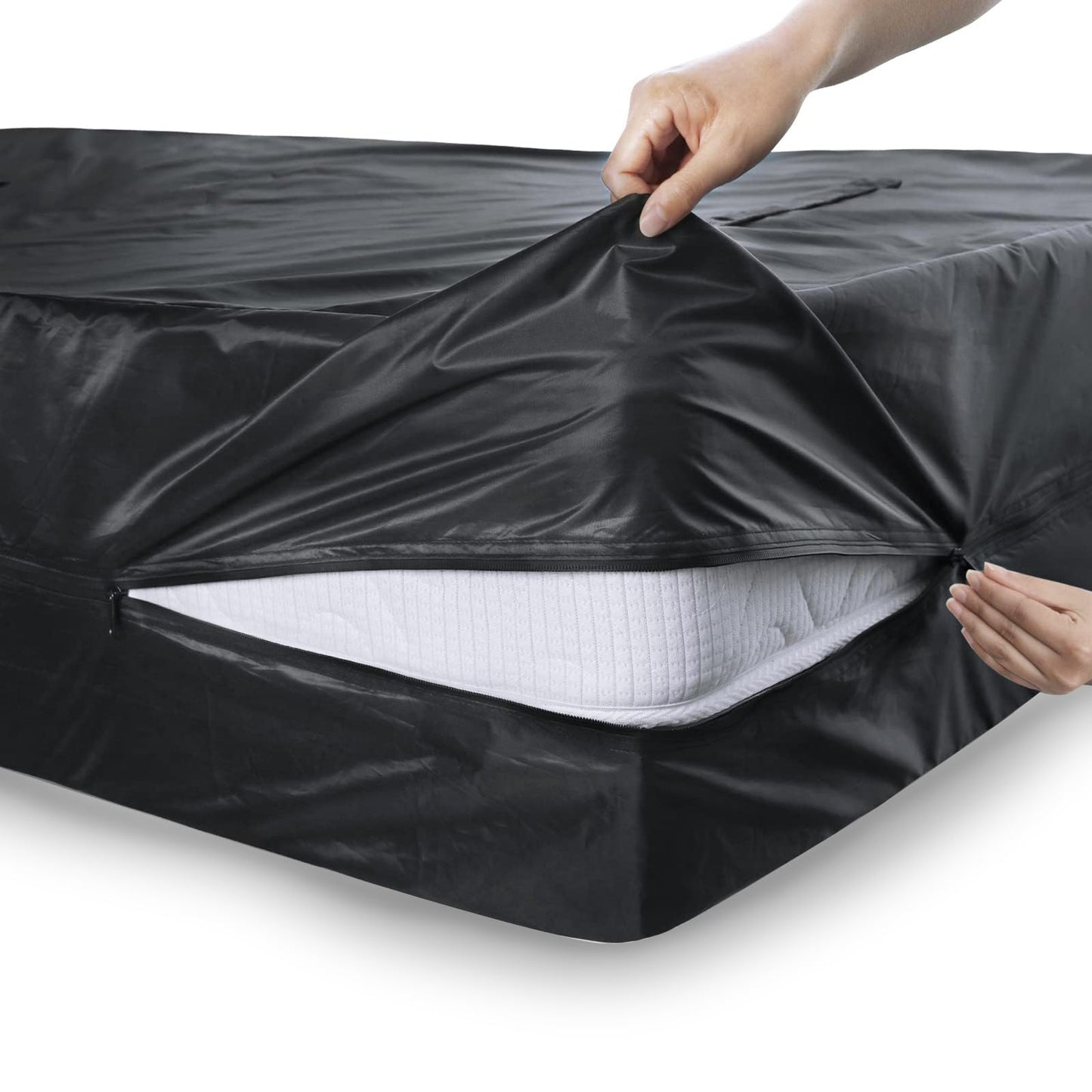 Mattress Bags for Moving and Storage, Heavy Duty Twin XL Mattress Bag with 4 Strong Handles, Waterproof Mattress Cover/Protector for Moving Twin XL Size, Reusable Thick Tarp, Black