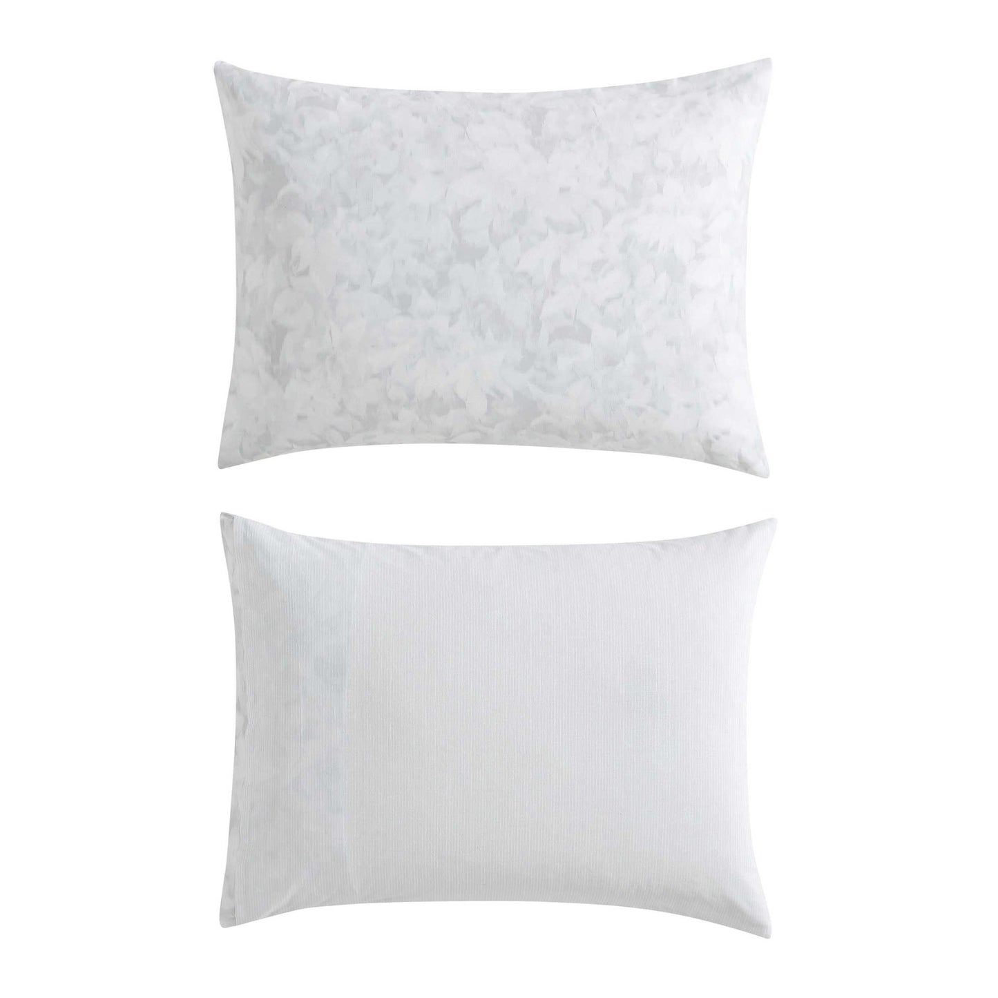 Vera Wang - Queen Size Duvet Cover Set, 100% Soft & Smooth Cotton Sateen Floral Bedding, 3-Piece Reversible Bed Set with Matching Pillowcases (Nebulous Flower/Etched Stripe Grey)