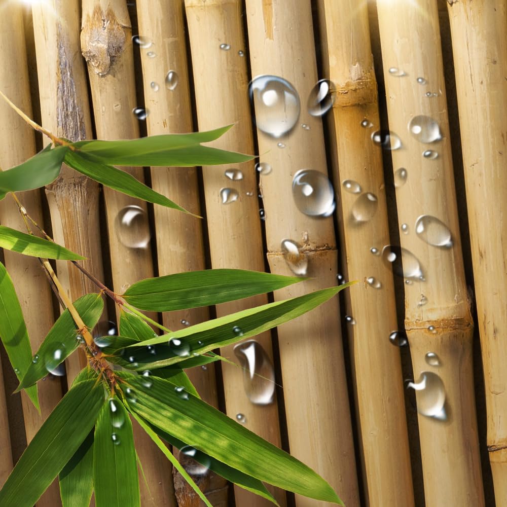 Pinpai Bamboo Shower Curtain, Japanese 3D Shower Curtain Set for Bathroom, Nature Zen with Lights Fabric Shower Curtain Restroom Bathtub Decor Accessories with Hooks 72X 72 inch