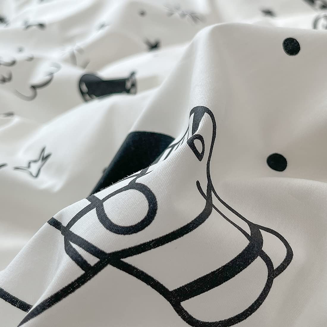 LIWHENHAO Space Duvet Cover Set 100% Cotton Full Queen Cartoon Rocket Astronaut Universe Planet Bedding 1 Black White Comforter Cover 2 Pillowcases for Kids Girls Boys Teens Woman