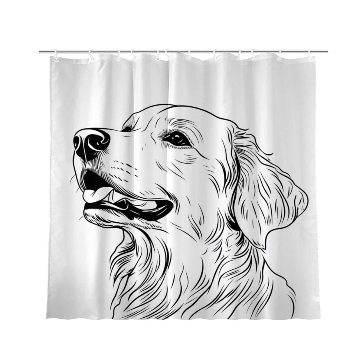 KEEPAEON Golden Retriever Shower Curtains Stick Figure Shower Curtain Set Waterproof Shower Curtains for Bathroom, with 12 Hooks, 72 x 72 Inch