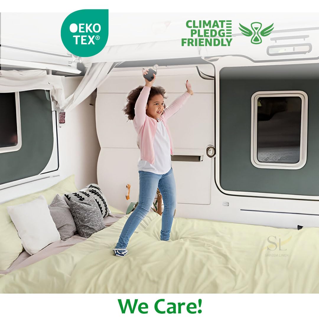 Shreem Linen Microfiber RV Sheet Sets, 48x75 3/4 Full Bunk, Ivory Solid - Fits Mattresses up to 8 Inches Deep, 4 Piece RV Bed Sheets for Campers, Motorhomes, and Travel Trailers
