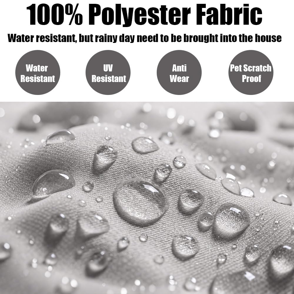 Patikvale Outdoor Daybed Cushion Cover, with 3 Pillow Cases, 66‘’ Daybed Cushion Cover Water-Resistant Fitted Patio Daybed Mattress Replacement Cover for Outdoor Daybed Cushion, Round Bed Cushion