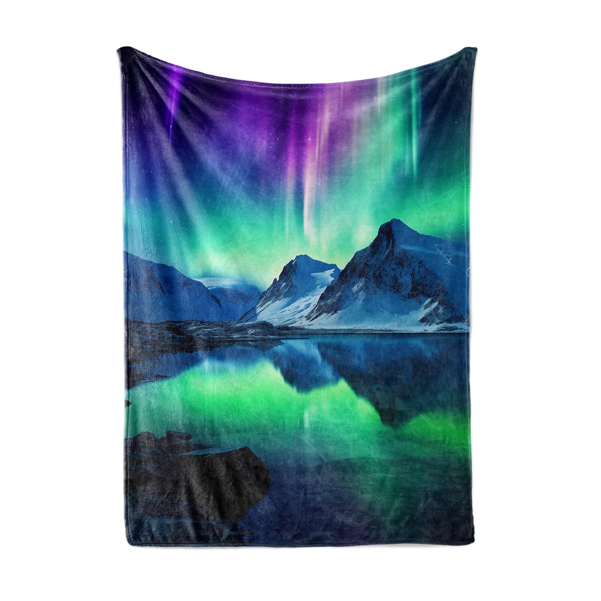 HUNXIAOJ Northern Lights Blanket Aurora Borealis Throw Blanket Northern Lights Gifts Landscape Decor Warm Soft Flannel for Girls Boys Women Teens Adults Bed Sofa Couch (50 in x 60 in)