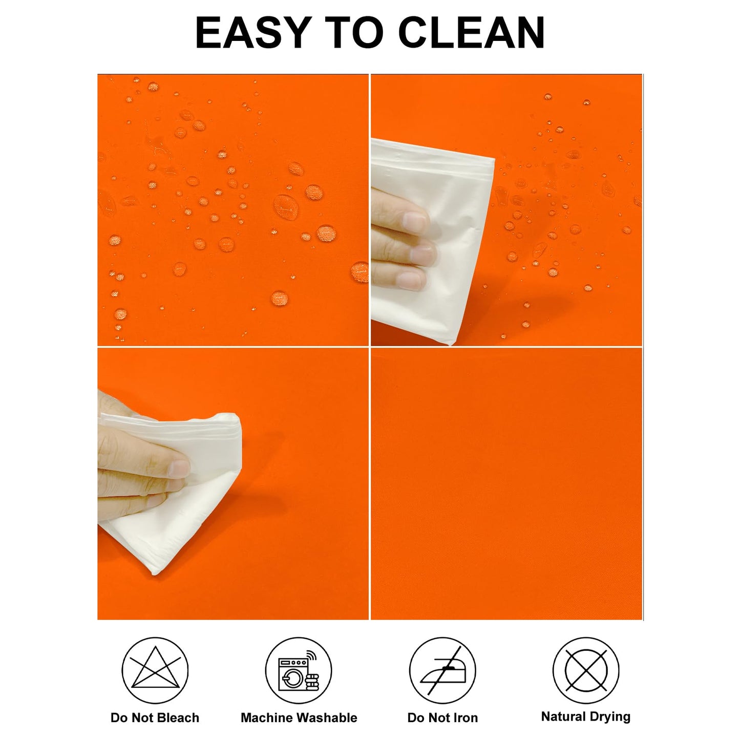Fokitut 2 Pack Waterproof Square Tablecloth, 52x52 Inch, Stain Resistant and Wrinkle Polyester Table Cloth, Fabric Table Cover for Kitchen Dining, Wedding, Party, Holiday Dinner-Orange