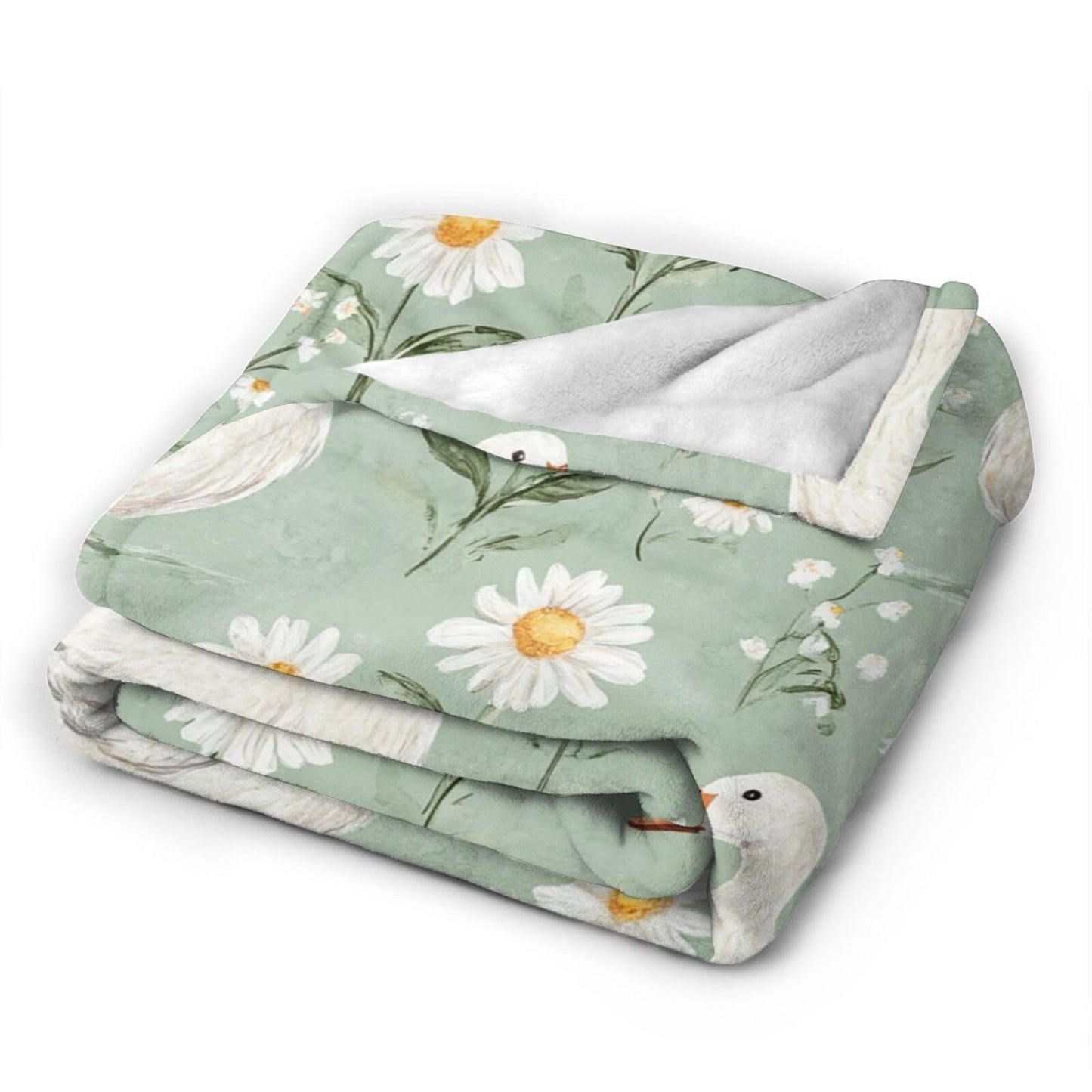 Cute Goose Throw Blanket White Duck Flannel Blankets Fuzzy Plush Super Soft Cozy Warm Decor Gifts for Boys Girls Kids Adults Men Women 40" x 50"