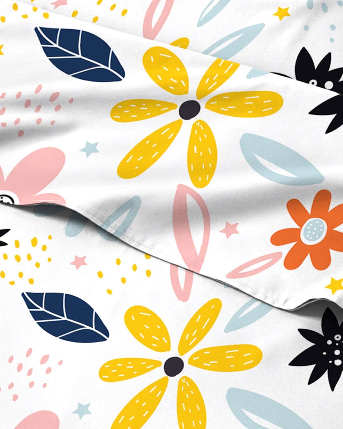 Floral Sheets - Flower Print Bed Sheet Set - 1 Flat, 1 Fitted & 2 Pillowcases w/ Deep Pockets - Comfy, Cozy, Wrinkle & Fade Free - Boho Botanical Bedding - Soft, Breathable & Cooling - Full Size Set