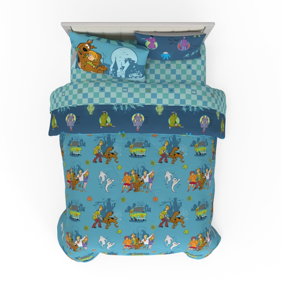 Franco Scooby Doo Scoobtober Bedding 7 Piece Super Soft Reversible Comforter and Sheet Set with Sham, Full, (Officially Licensed Product)