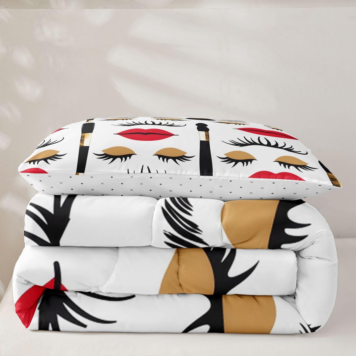 Erosebridal Fashion Women Comforter Set Cosmetics Twin Bedding Sets for Girls Preteen Boys Modern Girly Comforter Makeup Perfume for Girl Quilt