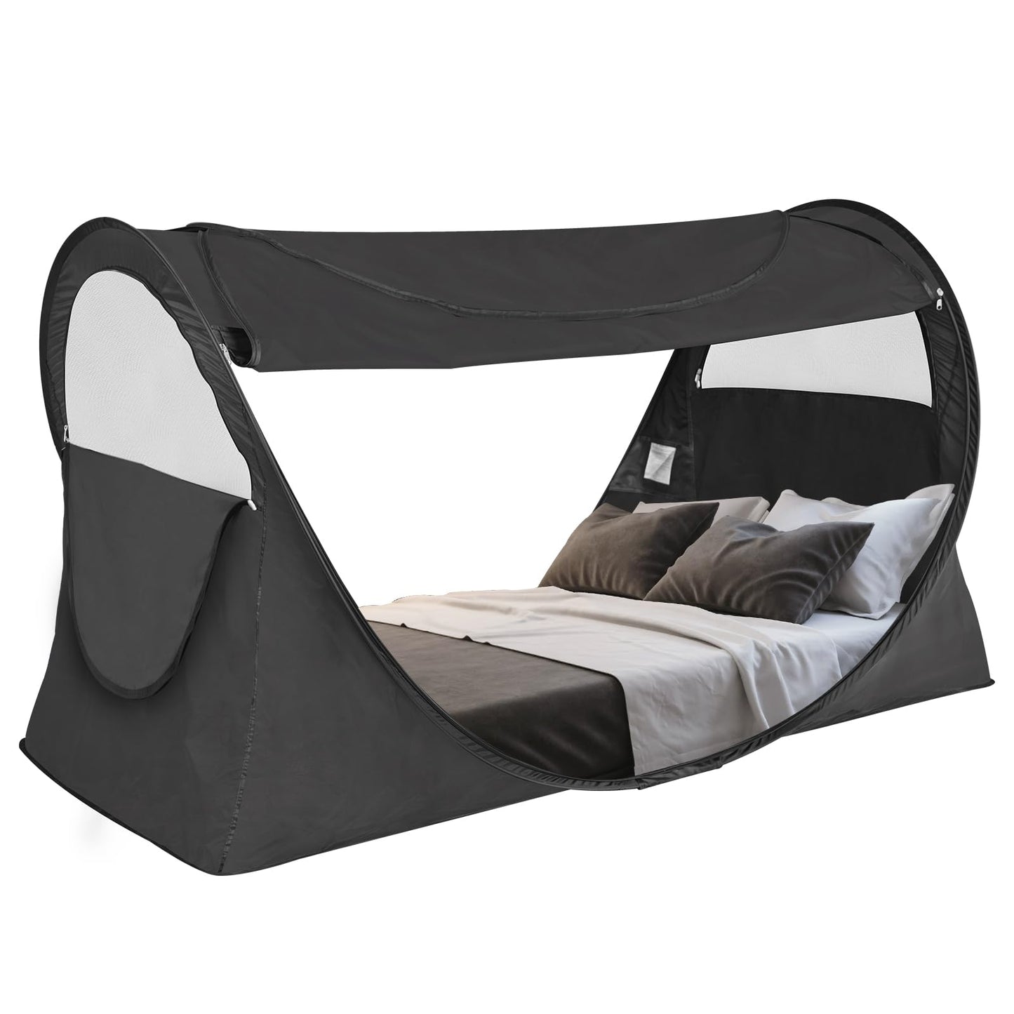 Alvantor Privacy Pop Up Bed Tent for Twin Bed, Easy Setup Blackout and Breathable Mesh Bed Canopy Lightweight Portable Sleep Pod with Carry Bag Dream Tent for Indoor Outdoor Use- Twin/Black