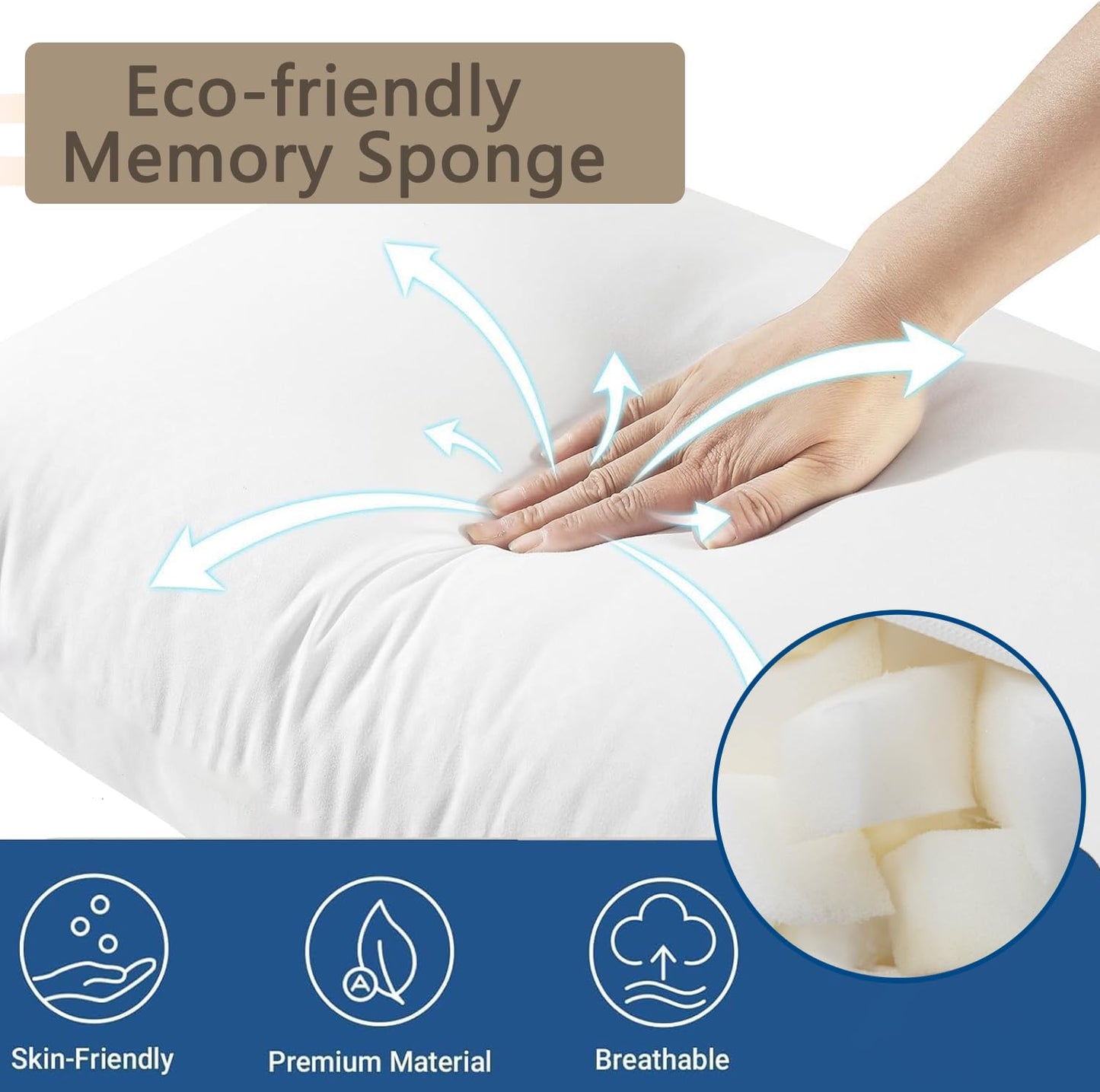 Oslimea Twin Size Pillow & Bolster Cushion Memory Sponge Fiberfill Inserts Replacement Set for Outdoor or Indoor Daybed and Porch Swing Bed, Insert ONLY