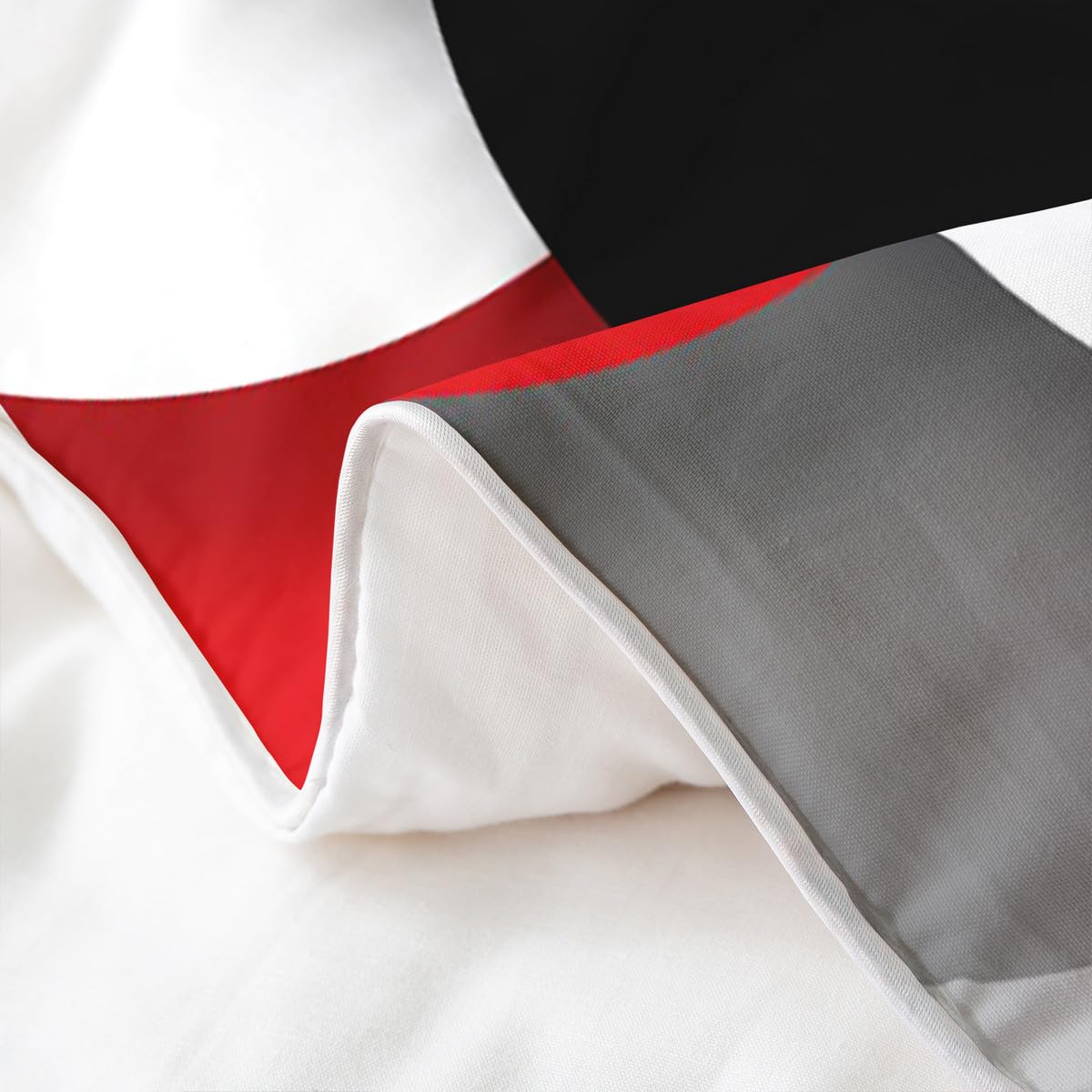 jejeloiu Red Black White Duvet Cover 100% Cotton Geometric Abstract Queen Size Bedding Set for Kids Boys Girls Abstract Art Comforter Cover Soft（No Comforter）
