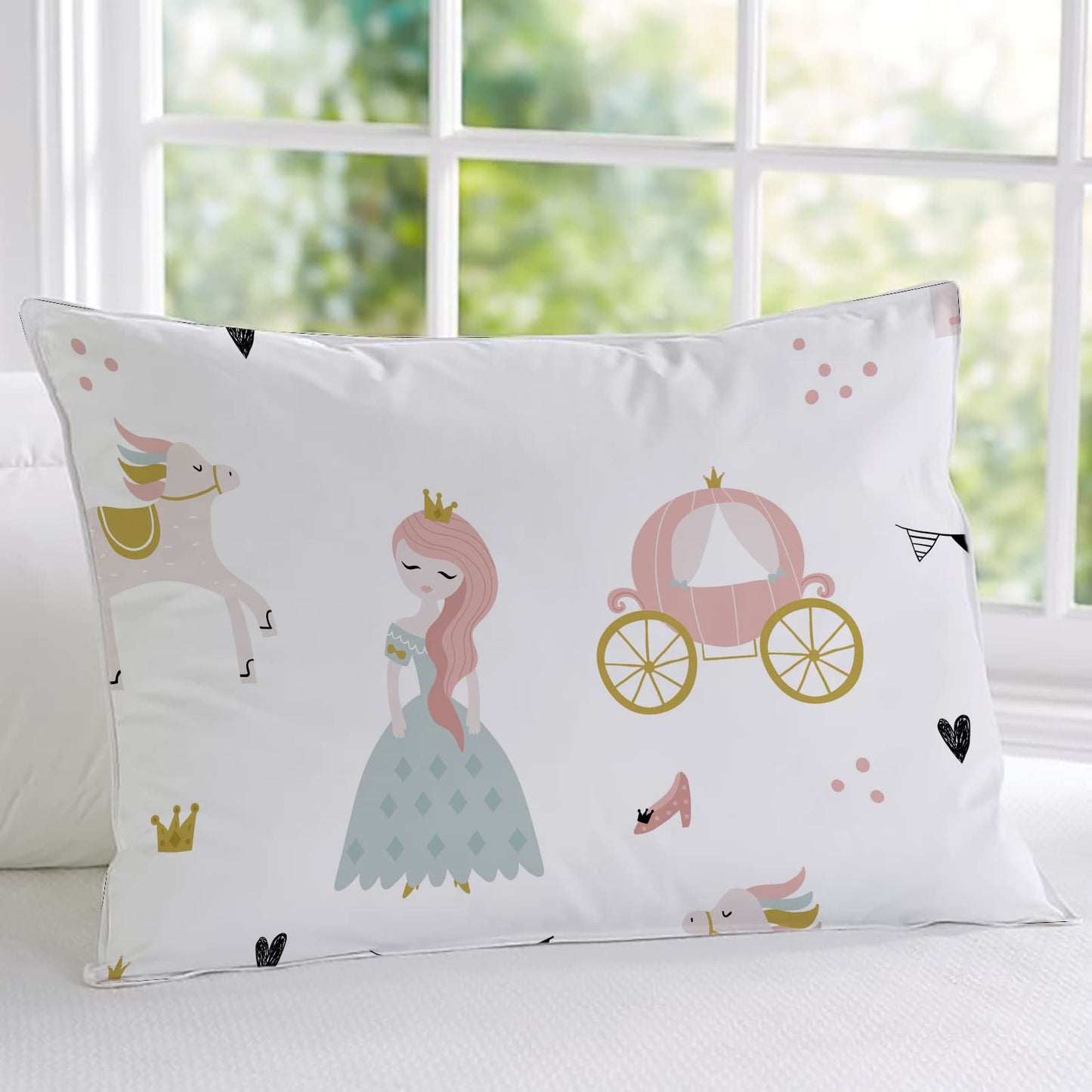 MUSOLEI Princess Fitted Sheet Set Cute Girl Castle Sheet Girl Bed Sheets Girls Teens Kids Bedding Set 1 Deep Pocket Fitted Sheet with Pillowcases Microfiber (Princess, Twin)