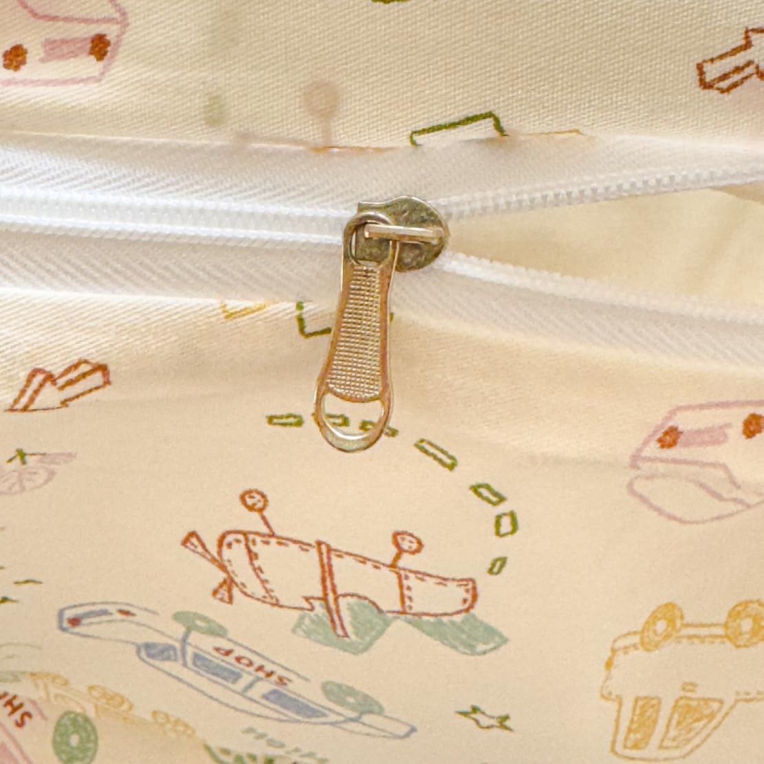 LIWHENHAO Car Duvet Cover Set Queen 100% Cotton Bedding Cartoon Truck Train Airplane Helicopter Print 1 Cute Vehicles Comforter Cover Full 2 Pillowcases for Kids Girls Boys Woman