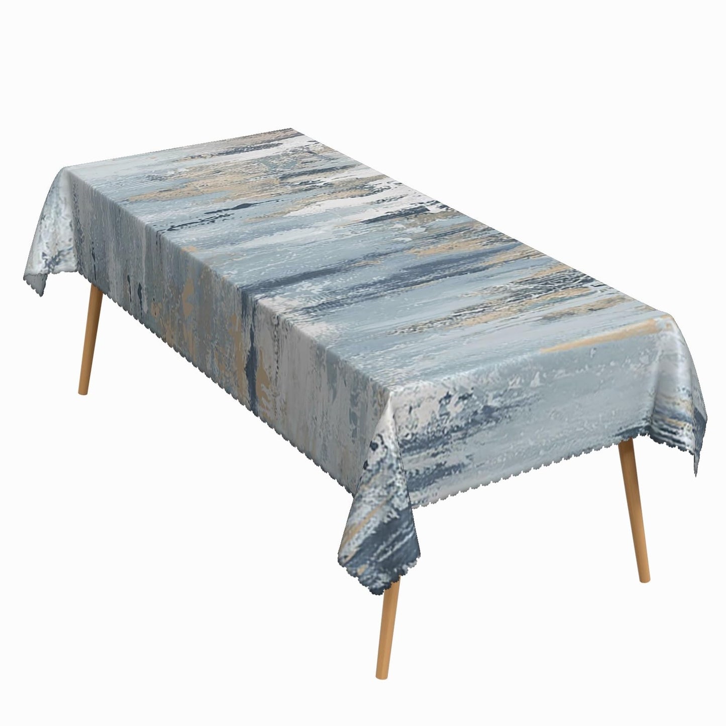 ggaimwf 60x84 Inch Modern Abstract Art Rectangle Tablecloth Blue Gray Brushstroke Pattern Table Cloth Washable Durable Table Cover for Kitchen Dining Home Party Bedroom Studio Decor