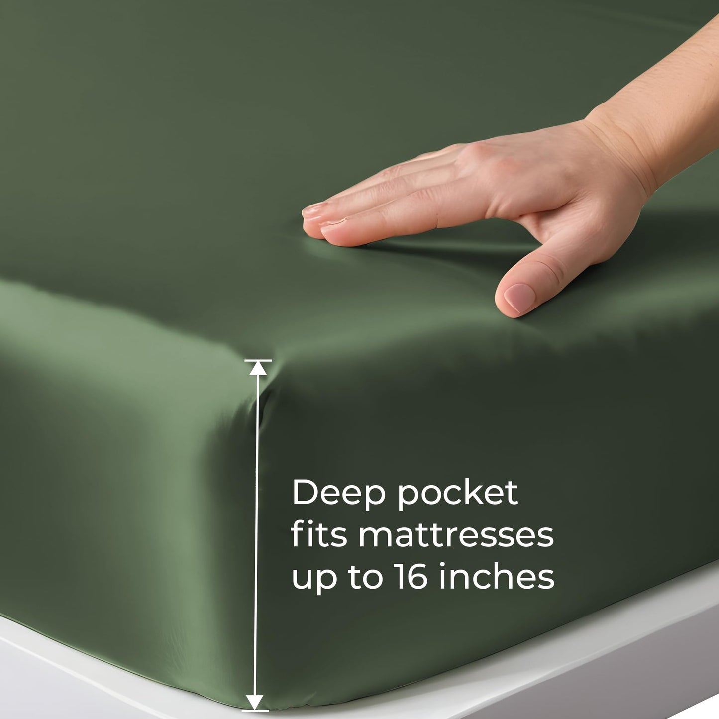 LINENWALAS Fitted Sheet Only Viscose Derived from Bamboo, Bottom Sheet for Full Size Bed – 16” Deep Pocket, All Around Snug Fit – Cooling, Breathable, Soft, Hypoallergenic (Avocado Green, Full)