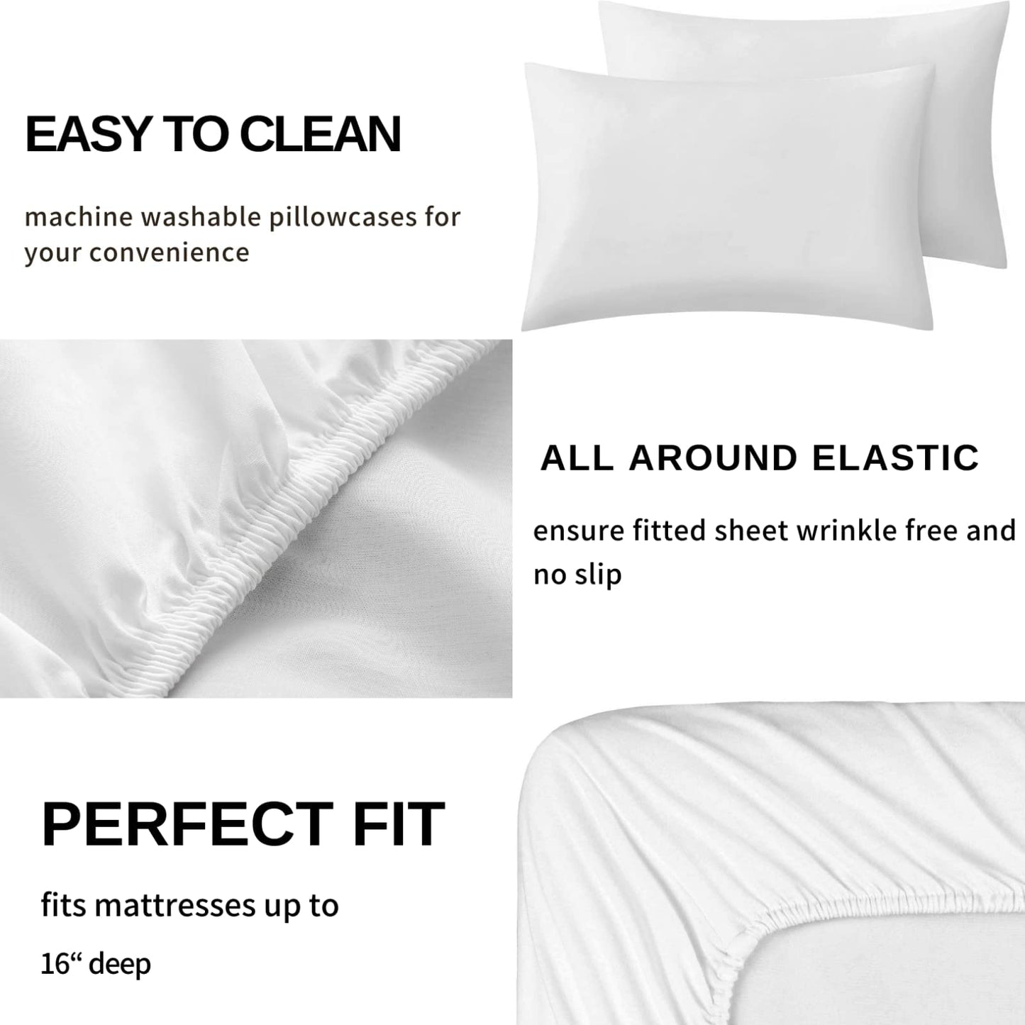 zcsm Colorful Striped Sheets Queen Sheet Set - Multicolor Stripe Bed Sheets, Soft Microfiber & Deep Pocket & Wrinkle Free Bedding Sheets & Pillowcases, 1 Fitted Sheet, 1 Flat Sheet, 2 Pillow Cases