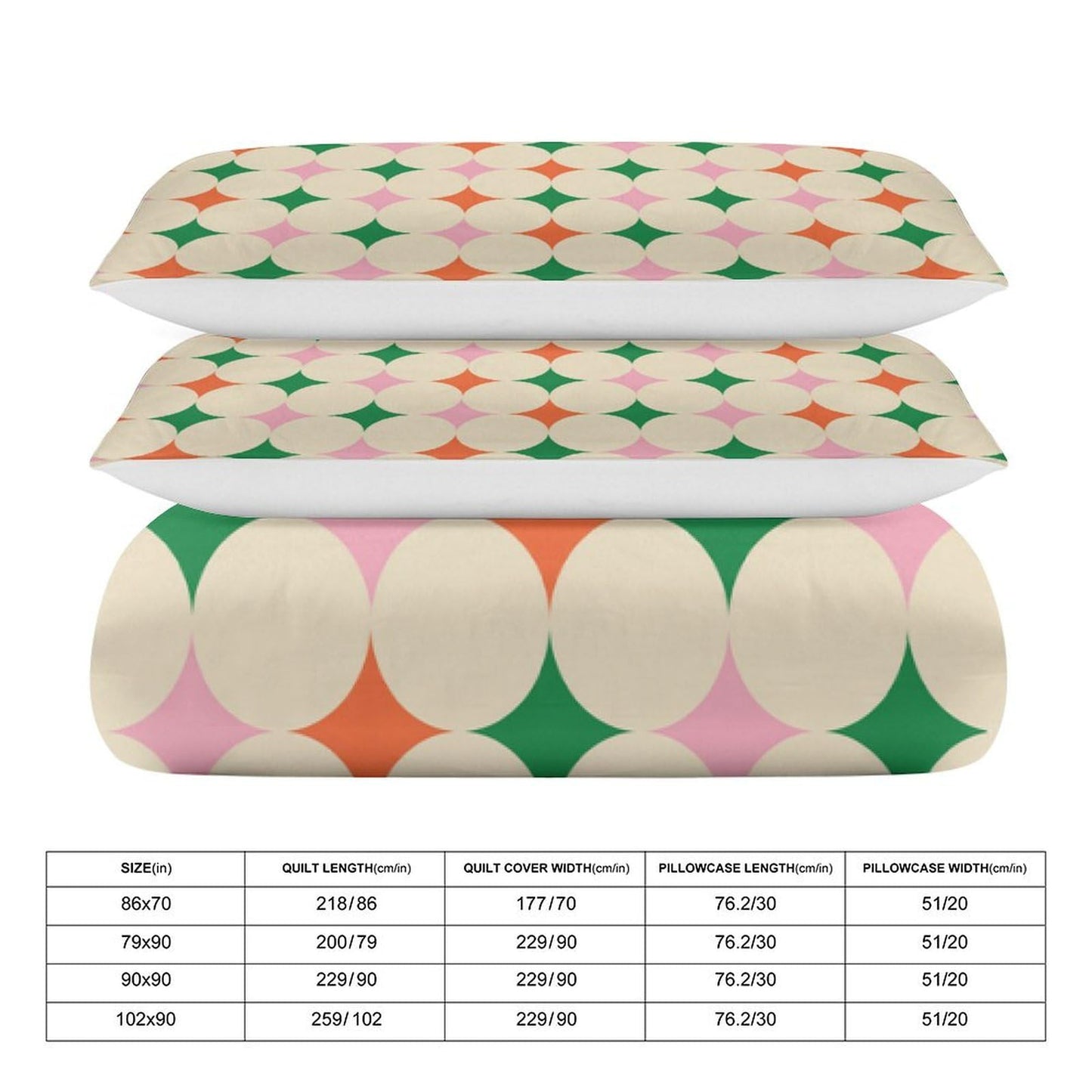 Focusbrite Modern Mid Century Duvet Cover, Vintage Geometry Bedding Sets Soft Comforter Cover，Aesthetic Abstract Art Bedding 3 Piece (1 Duvet Cover 86"x70" + 2 Pillow Sham 20"x30")