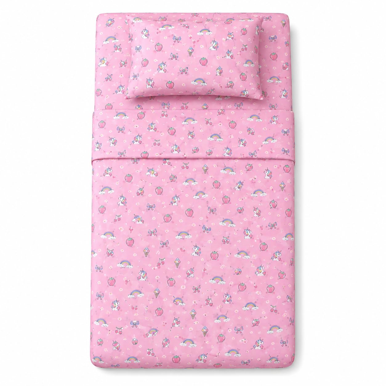 YIYEA 100% Cotton Kids Sheets, Ultra Soft Cozy Cute Bed Sheets Set for Girls, Boys, Teens, 16" Deep Pocket, 3PC, Twin